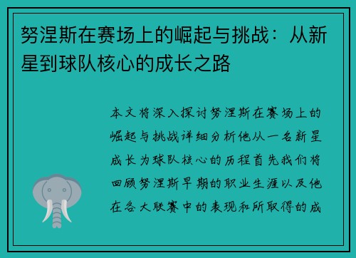 努涅斯在赛场上的崛起与挑战：从新星到球队核心的成长之路